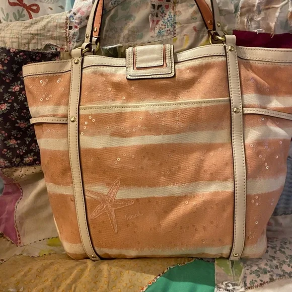 Coach Elegant Shell-Embroidered Tote Bag - Picture 7 of 11